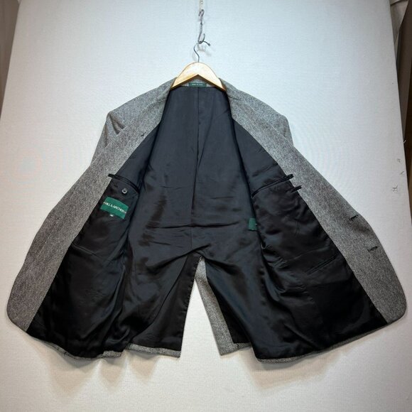 Hil & Archer Mens Wool Herringbone Blazer Coat Jacket 44R Gray Formal Classic - Picture 3 of 13